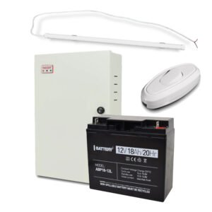 Комплект: Cвітильник LED лінійний 1500мм 22Вт 6500K + Безперебійний блок живлення UPS 85W Smart ASCH MBB 12 В + Акумулятор ABP18-12L 18 А·год + Перемикач світла e.switch wires 6A white